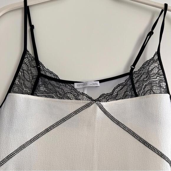 Chic White Slip Top with Black Lace - Picture 3 of 4